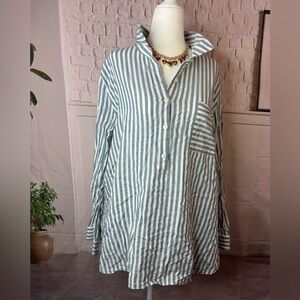 Coldwater‎ Creek Blue and White Striped Shirt xl